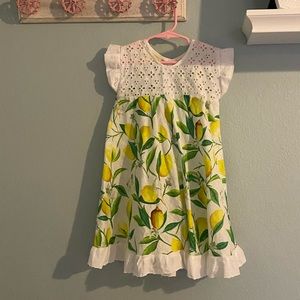 Lemon dress with white ruffel size 4